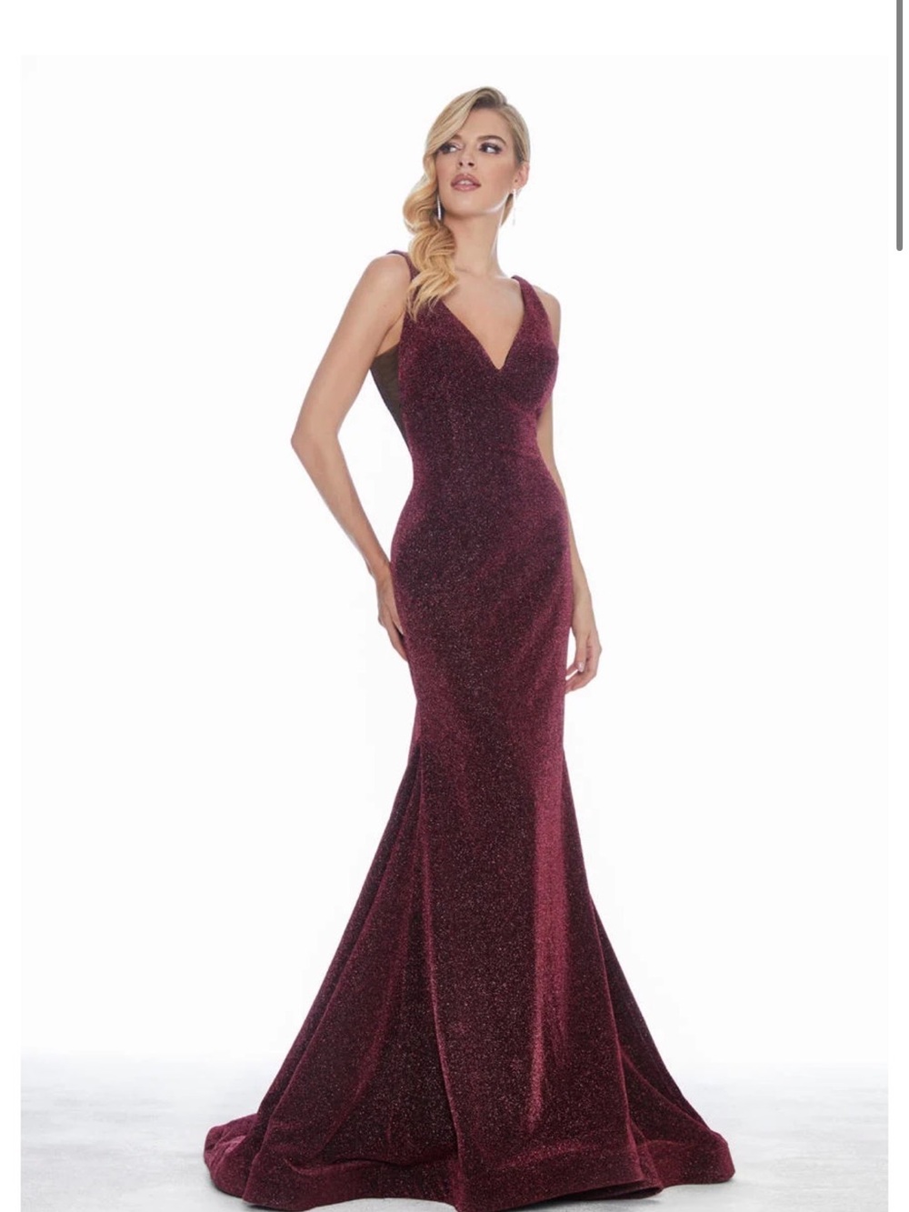 ASHLEYlauren Burgundy Metallic Mermaid Gown, Size 8, Style 1503, Gorgeous!